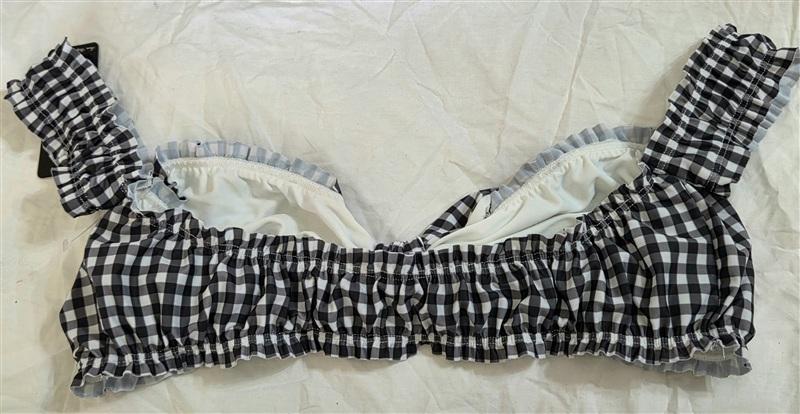 NWT Wildfox M Alice Plaid Bikini Swim Top Black White 121908