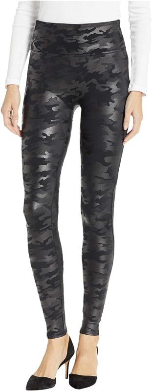 NWT Spanx 2X Petite Faux Leather Camo Leggings Black 121923