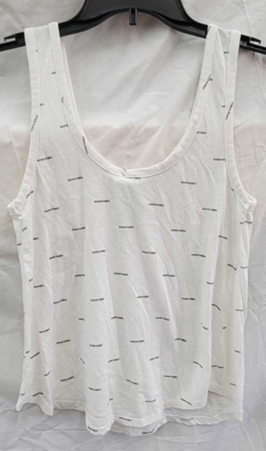 NWT Bobi S Good Vibes Scoop Neck White Cotton Tank Top 121956