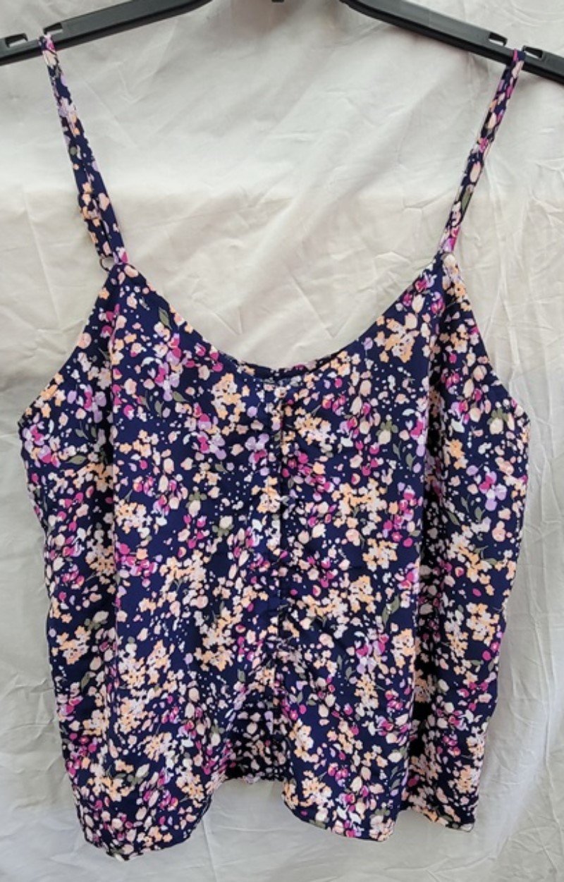 NWT Sanctuary XXL Floral Scoop Neck Button Tank Top 121957