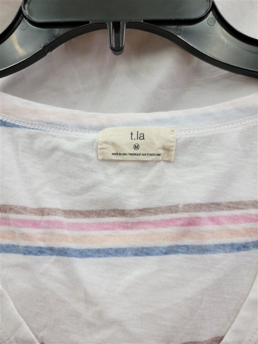 NWOT Anthropologie T.LA M Striped Scoop Neck White Cotton Tank Top 121986
