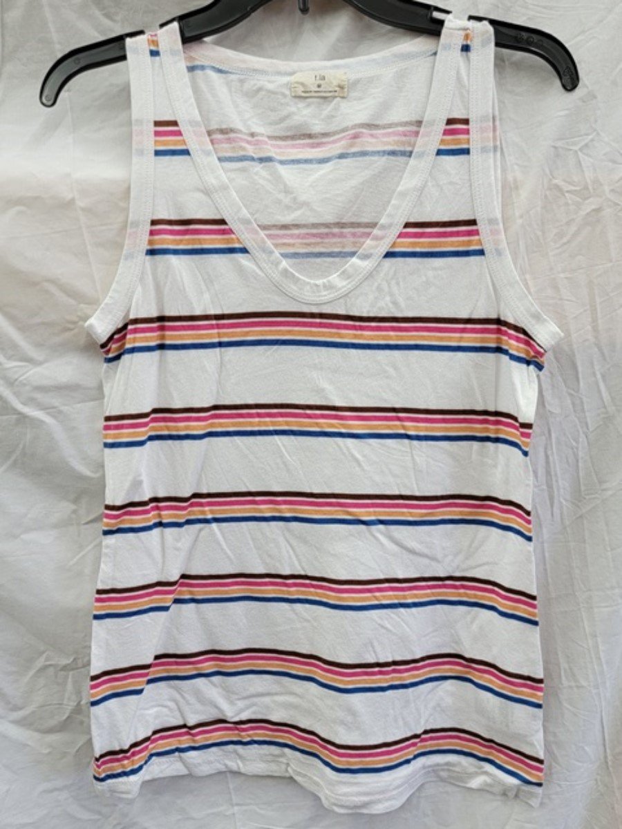 NWOT Anthropologie T.LA M Striped Scoop Neck White Cotton Tank Top 121986