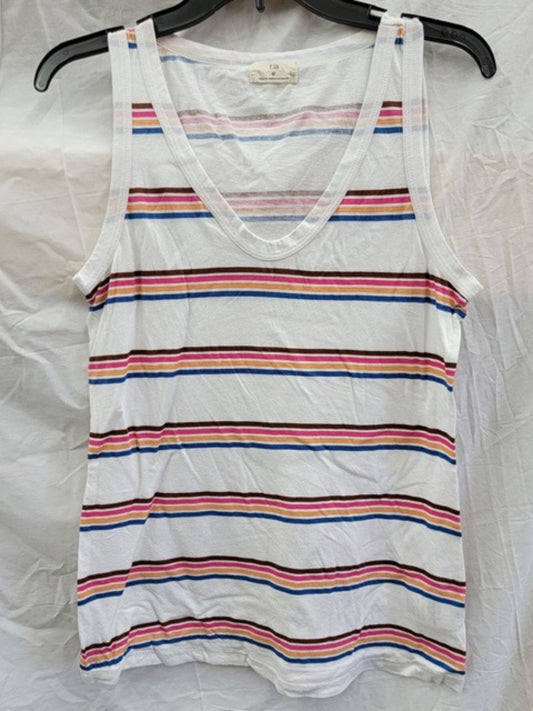 NWOT Anthropologie T.LA M Striped Scoop Neck White Cotton Tank Top 121986