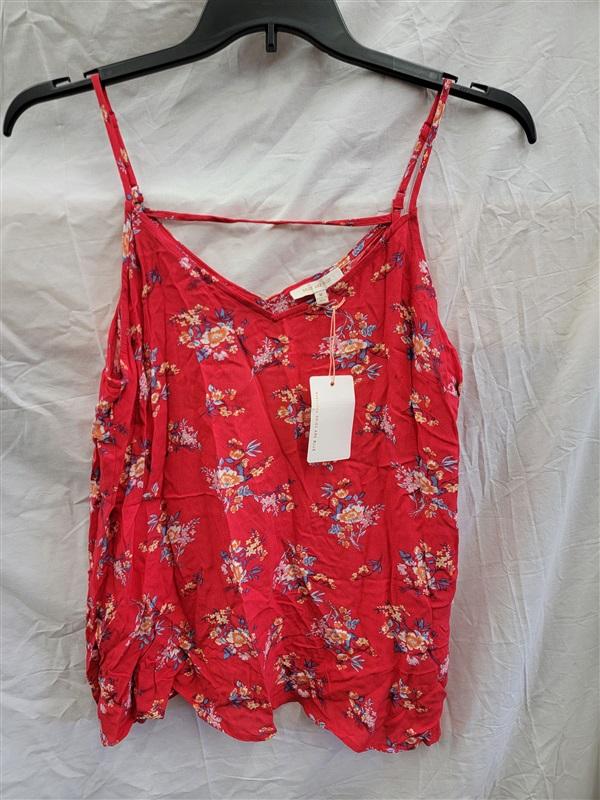 NWT Skies are Blue M Ditsy Floral Print Red Cami Tank top 121988