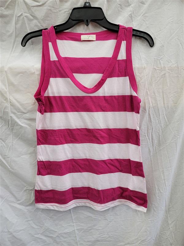 NWOT Anthropology T.LA S Striped Scoop Neck Pink White Cotton Tank Top 121992