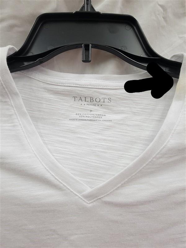 NWOTD Talbots PS V Neck White T Shirt Short Sleeve 121993
