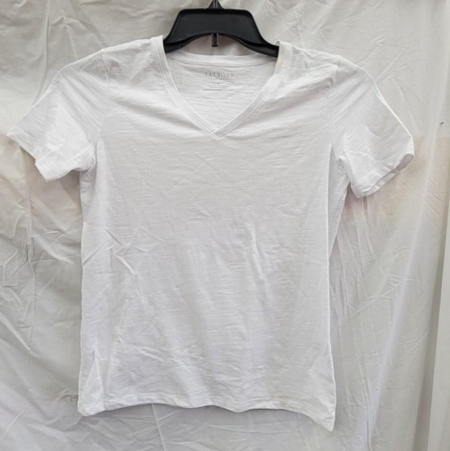 NWOTD Talbots PS V Neck White T Shirt Short Sleeve 121993