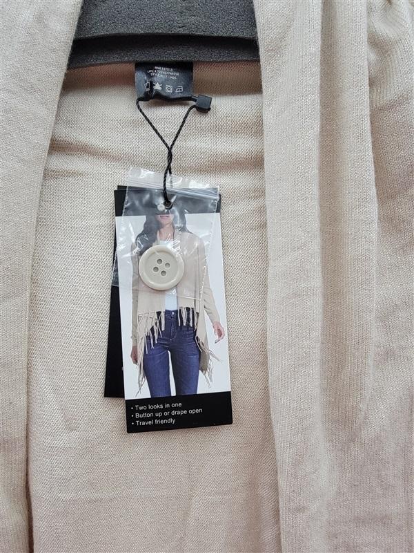 NWT Limited XXL Oatmeal Fringed Convertible Cardigan 122018