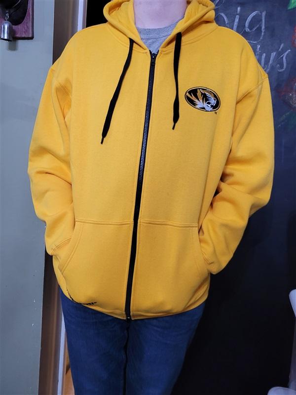 NWT E5 L Yellow Missouri MU Tiger Baseline Full Zip Hoodie Jacket 122019