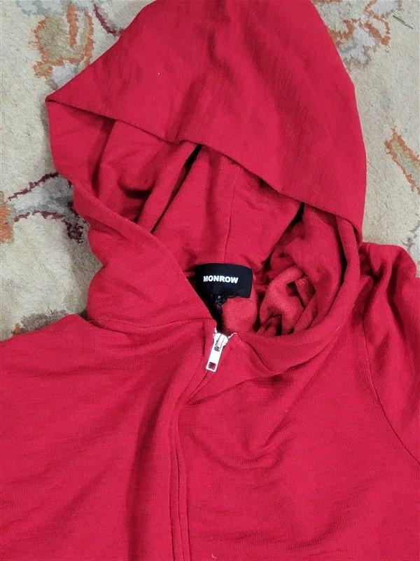 NWT Monrow M Supersoft Zip Up Hoodie Red 122046