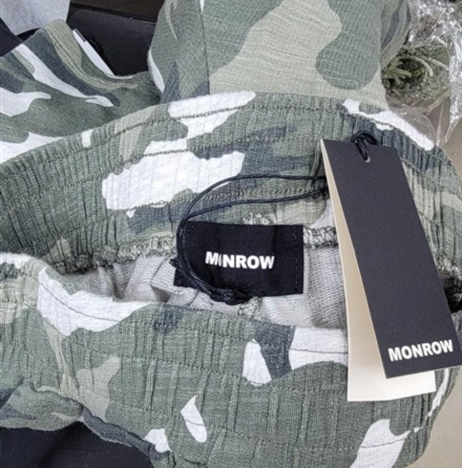 NWT Monrow S Camo Shorts Green Gray Pull On Pockets 122056