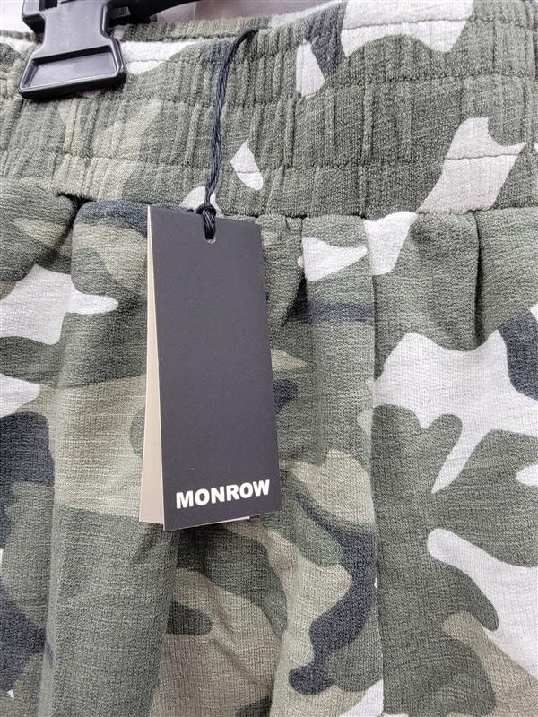 NWT Monrow S Camo Shorts Green Gray Pull On Pockets 122056