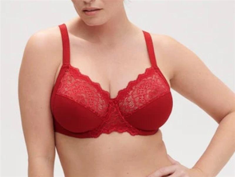 NWT Simone Perele 34F Caresse Full Cup Bra 12A320 Red 122062