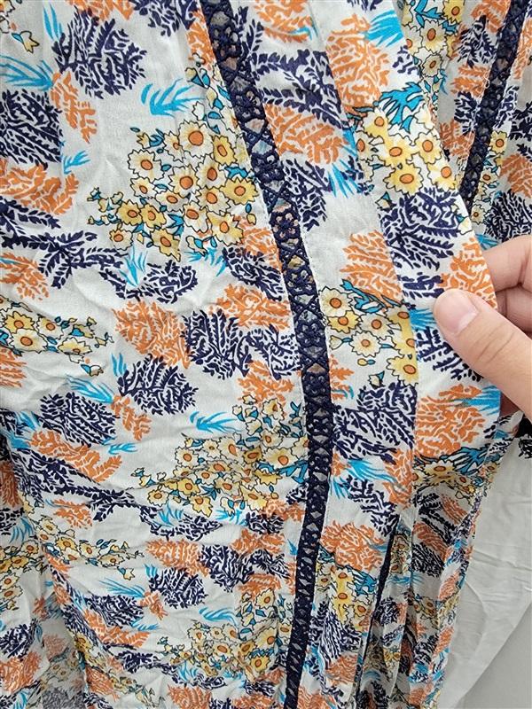 NWT Hayden M Floral Kimono Lace Fringe 122102