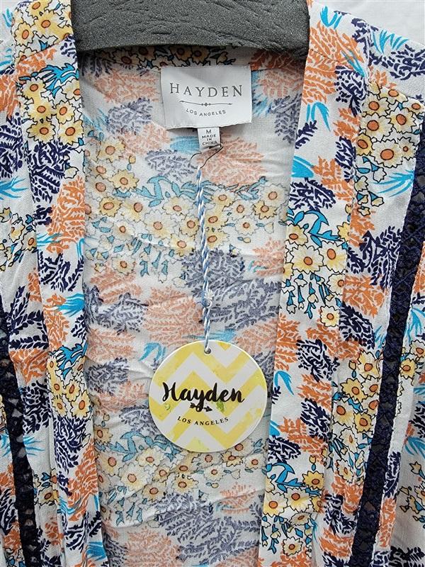 NWT Hayden M Floral Kimono Lace Fringe 122102
