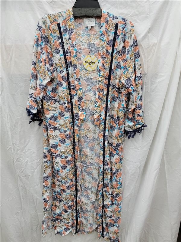 NWT Hayden M Floral Kimono Lace Fringe 122102