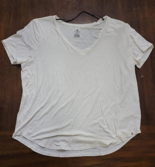 NWOT Volcom XL Lived In V Neck High Low T Shirt Ivory 122110