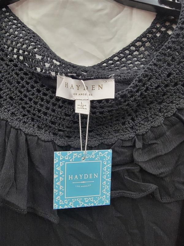 NWT Hayden L Sheer Crochet Lace Long Sleeve Top 122111