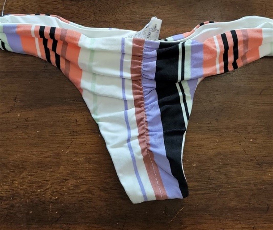NWOT Volcom S Stripe Bandeau & CHEEKINI BIKINI BOTTOM 122135