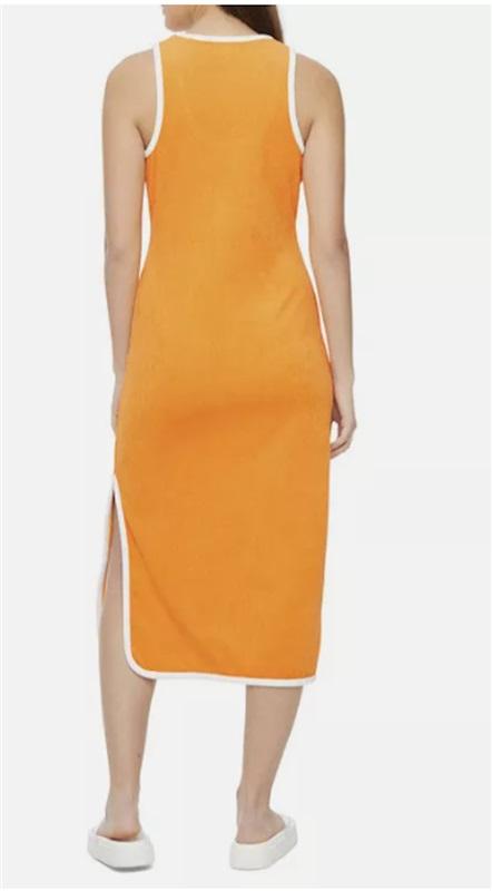 NWOT Juicy Couture XS Terry Cloth Swim Cover Up Midi T-shirt Dress Orange 122146