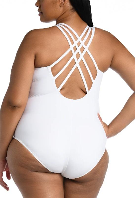 NWT La Blanca 22W Island Goddess Underwire 1PC Swimsuit White 122159