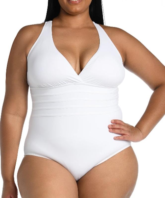 NWT La Blanca 22W Island Goddess Underwire 1PC Swimsuit White 122159