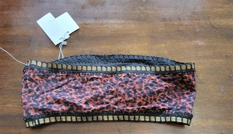 NWT Pilyq S Wild Heart Animal Crochet Trim Bandeau Bikini Swim Top 122162