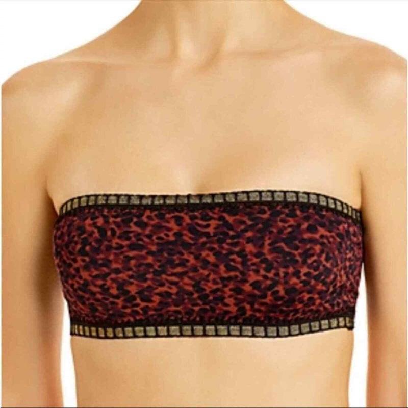 NWT Pilyq S Wild Heart Animal Crochet Trim Bandeau Bikini Swim Top 122162