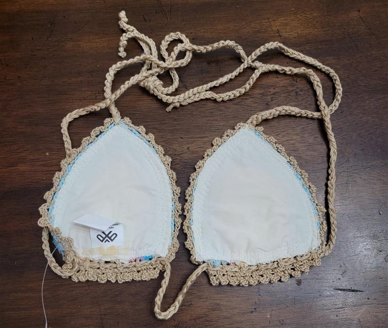 NWOT Pilyq M Romance Rainbow Crochet Triangle Bikini Swim Top 122164