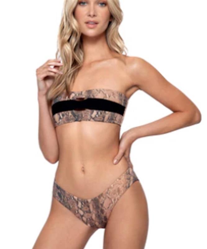 NWT Pilyq PQ M KAA Snake Reversible High Cut Teeny Bottom Bikini Swim 122171
