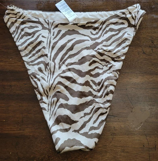 NWT Good American sz 3 Large Brown Zebra High Waist Bikini Bottom 122173