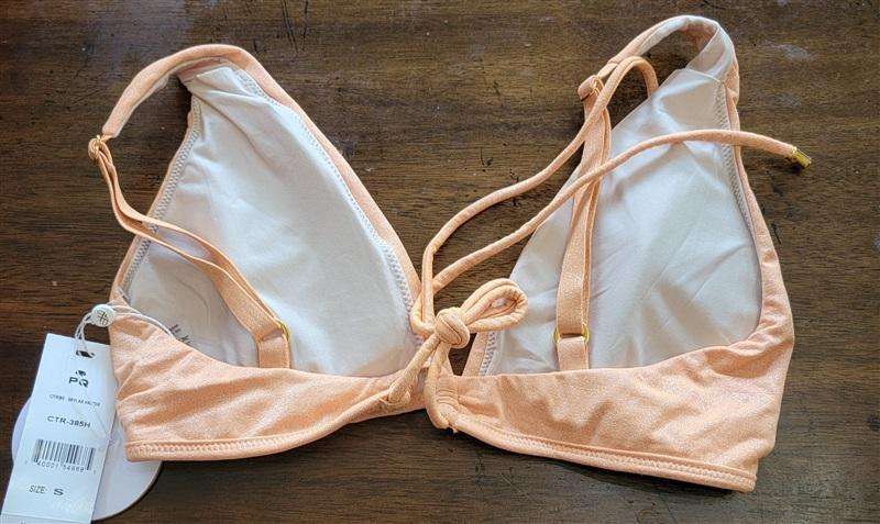 NWT Pilyq Citrine S Skylar Halter Bikini Swim Top Sparkle Orange 122175