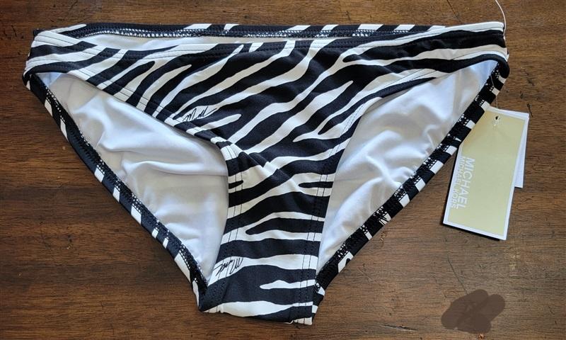 NWT Michael Kors XS Black Zebra Lined Hipster Swimsuit Bottom 122179