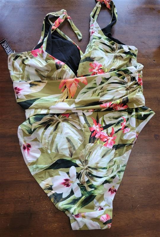 NWT Fashion to Figure Tropical Deep V 1PC Swimsuit 122180