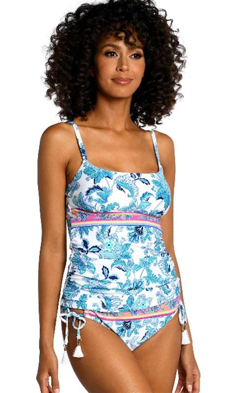 NWOT La Blanca 4 Santorini Underwire Bandeau Tankini Swim Top 122185