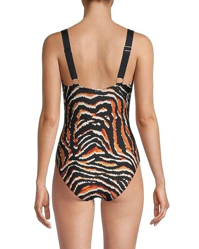 NWT DKNY 8 Tiger Deep V 1P Swimsuit 122186
