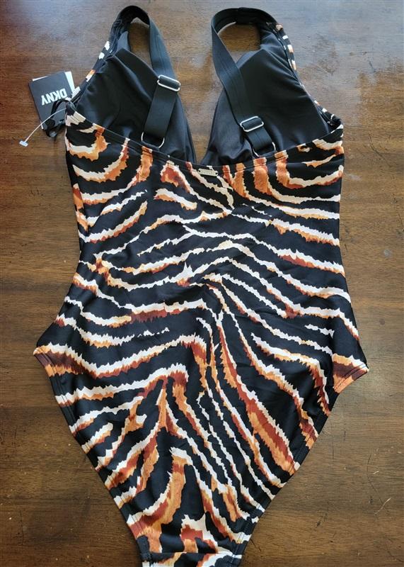 NWT DKNY 8 Tiger Deep V 1P Swimsuit 122186