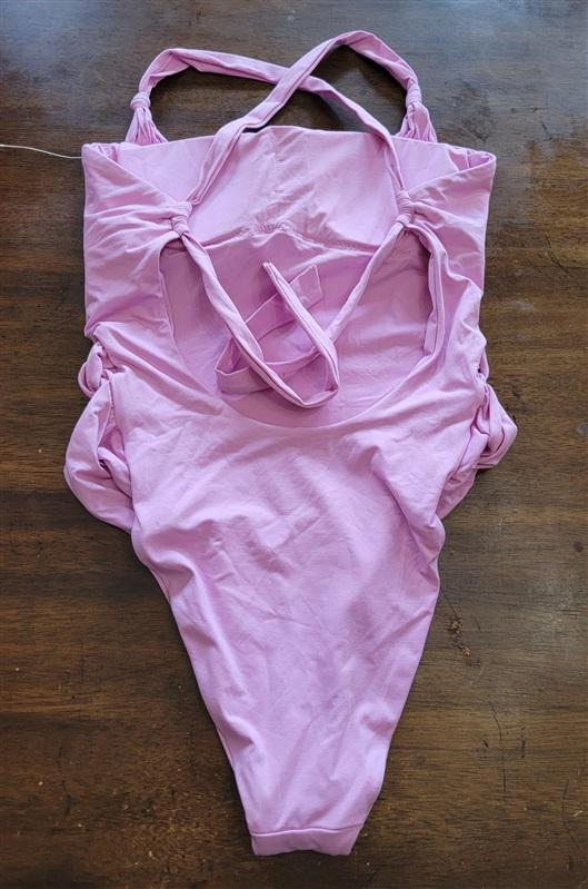 NWOT Becca S Baja Mar Lana Cut-Out Bow High Leg 1PC Swimsuit Purple 122187