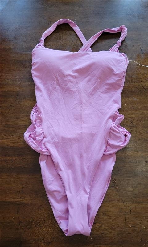 NWOT Becca S Baja Mar Lana Cut-Out Bow High Leg 1PC Swimsuit Purple 122187