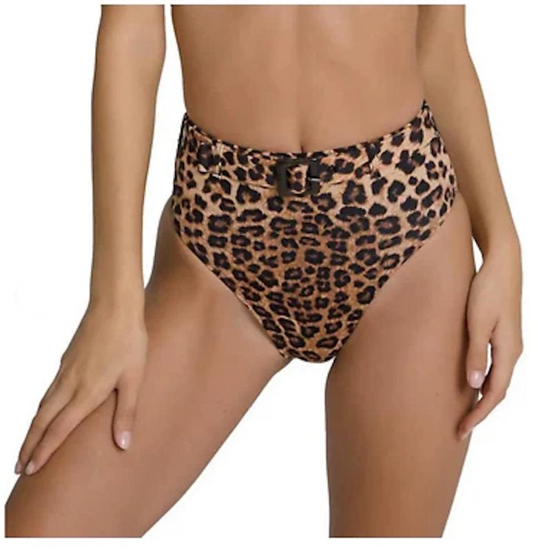 NWT Good American sz XS 0 Leopard Belted Swim Bikini Bottom 122188