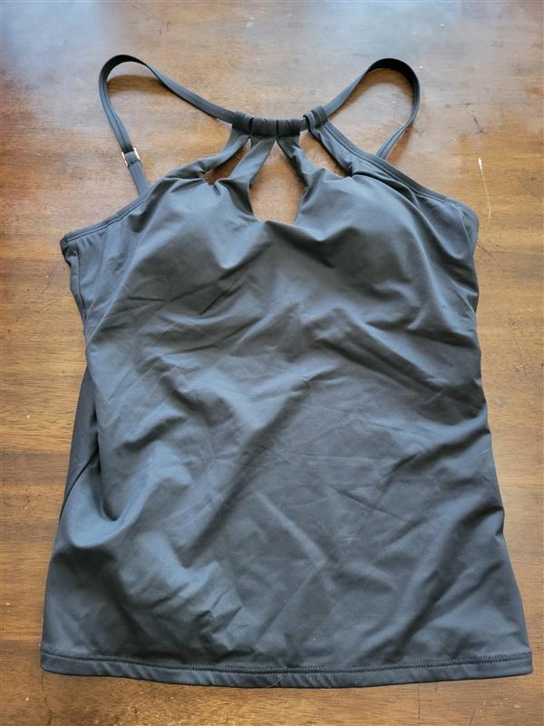 NWOT La Blanca 6 Black High Neck Halter Tankini Swim Top 122193