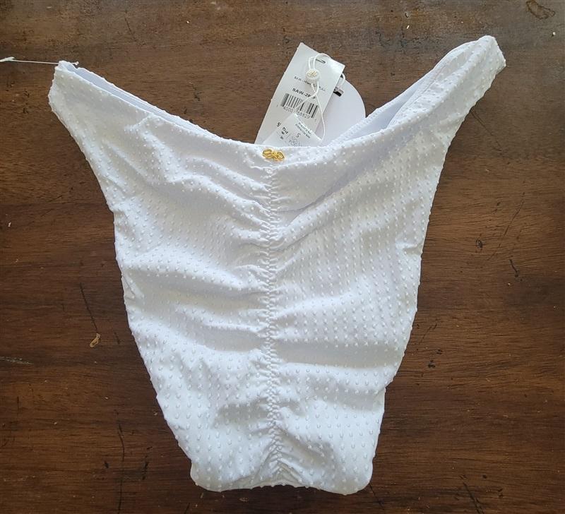 NWT PIlyq S Saw White High Cut Full Bikini Swim Bottom 122221