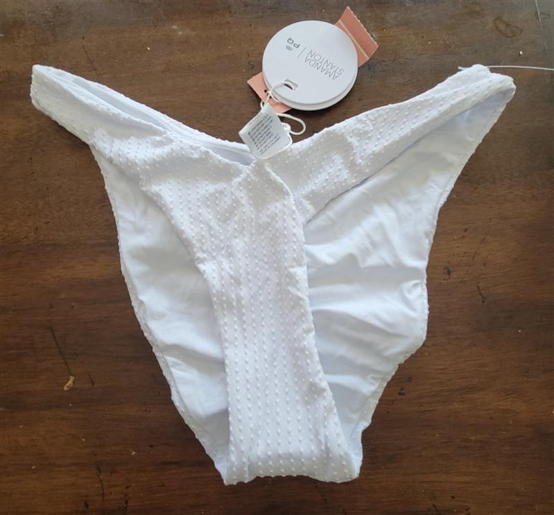 NWT PIlyq S Saw White High Cut Full Bikini Swim Bottom 122221