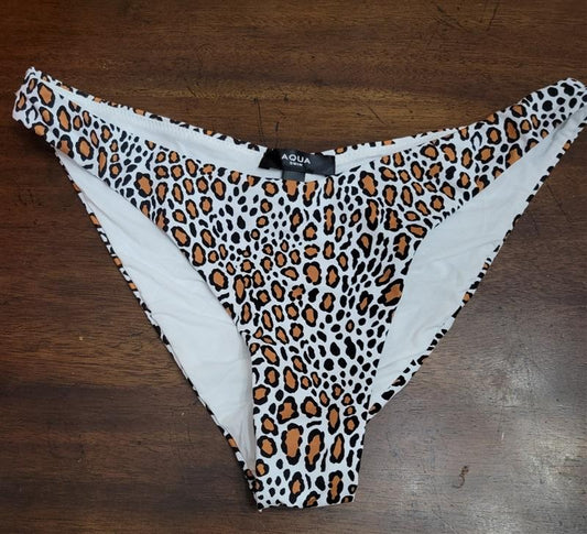 NWT Aqua Swim L Cheetah Print Bikini Bottom Swimsuit 122226