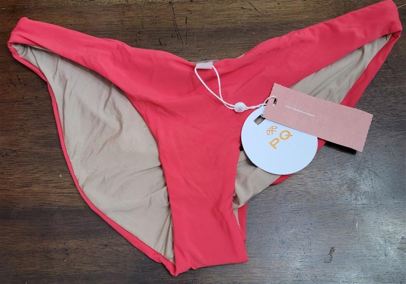 NWT PIlyq M Ava Red Basic Ruched Full Bikini Swim Bottom 122229