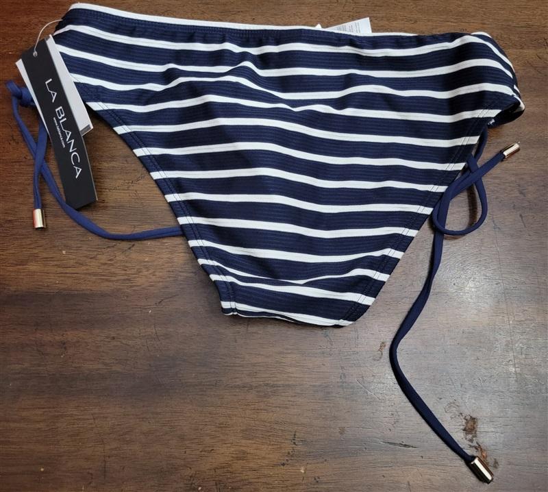 NWT La Blanca 6 Stripe Side-Tie Cheeky Bikini Swim Bottoms 122230