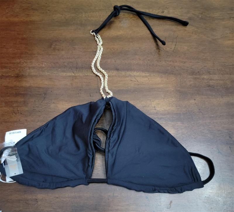 NWT Pilyq S BPI Gwen Chain Top Black Bikini Swim Top 122234