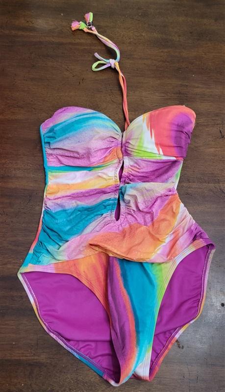 NWT Bleu Rod Beattie 8 Splash Out Rainbow Bandeau 1pc Swimsuit 122236