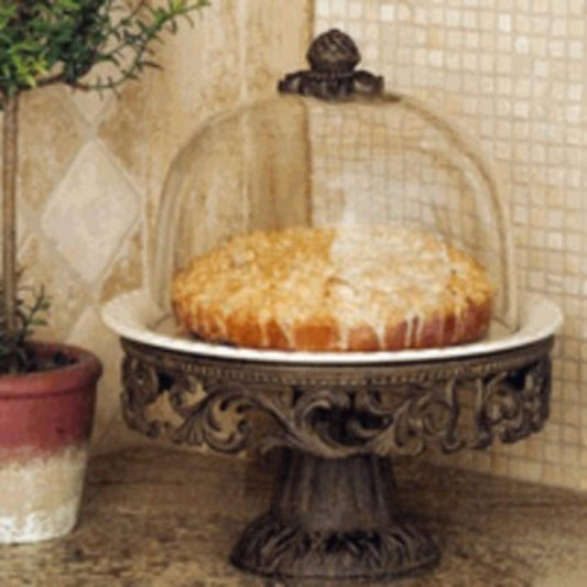 NWT GG Collection Cake Pedestal Stand Plate & Dome Gracious Goods Tuscan 122244