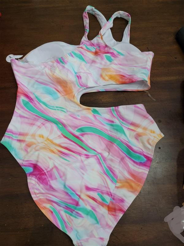 NWPT Decree XXL 1PC Cut Out Rainbow Stripe Swimsuit 122261